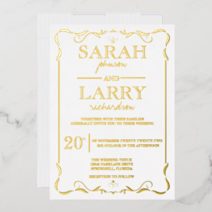 Elegant Gold Foil Traditional Wedding Invitation