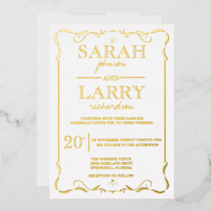 Elegant Gold Foil Traditional Wedding Invitation Foil Invitation