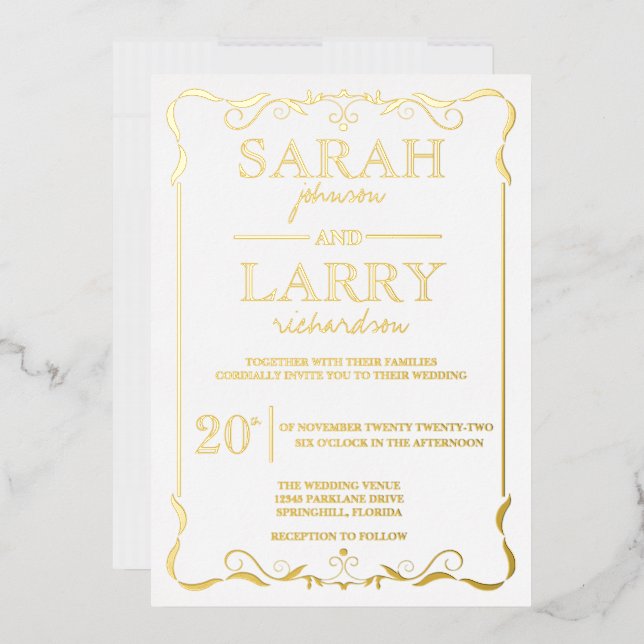 Elegant Gold Foil Traditional Wedding Invitation Foil Invitation (Envelope)