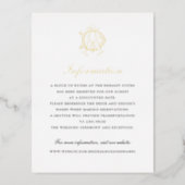 Elegant Gold Foil Vintage Monogram AD Wedding Info Foil Invitation Postcard (Front)