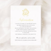Elegant Gold Foil Vintage Monogram AD Wedding Info Foil Invitation Postcard
