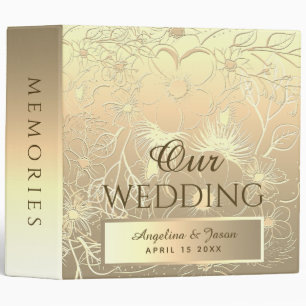 Elegant Gold Foil Wedding Album 3 Ring Binder
