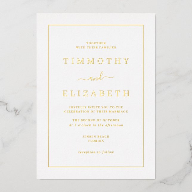 Elegant Gold Foil Wedding  Invitation (Front)