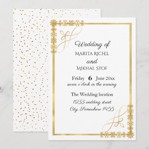 Elegant Gold Foil Wedding  Invitation