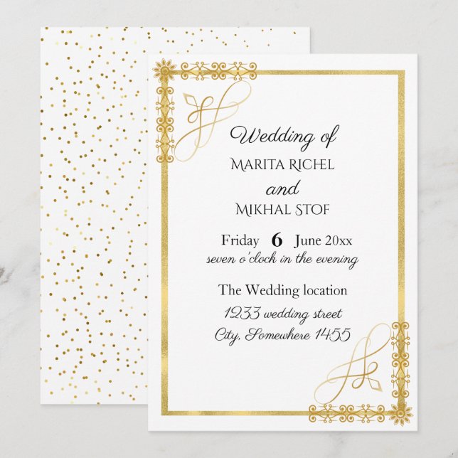 Elegant Gold Foil Wedding  Invitation (Front/Back)