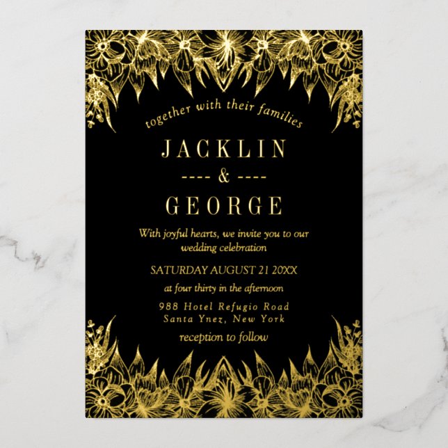 Elegant Gold Foil Wedding Invitation (Front)