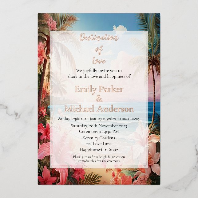 Elegant gold foil wedding invitation (Front)