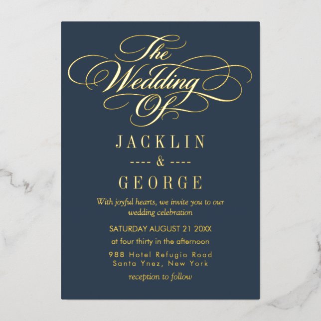 Elegant Gold Foil Wedding Invitation (Front)
