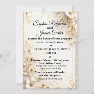 Elegant Gold Foil Wedding Invitation | Formal Luxe