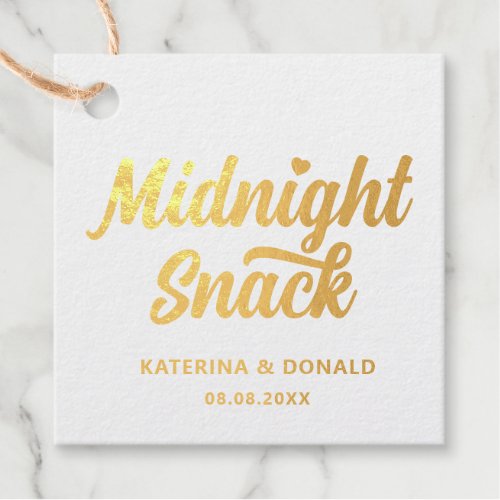 Elegant Gold Foil Wedding Midnight Snack Foil Favor Tags