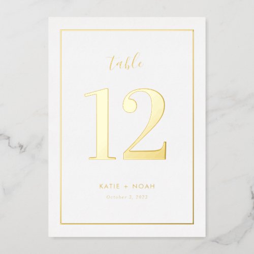 Elegant Gold Foil Wedding Table Number Cards