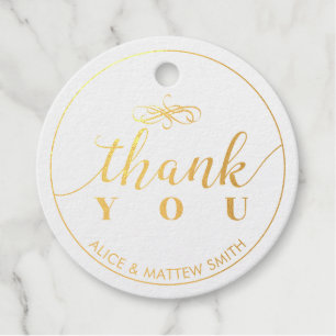 Elegant Gold Foil Wedding Thank you Favor Tags