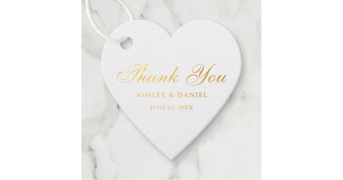 Elegant Gold Foil Wedding Thank You Favor Tags | Zazzle