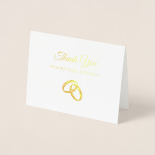 Elegant Gold Foil Wedding Thank You Simple Rings Foil Card