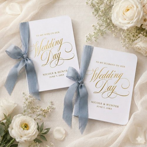 Elegant Gold Foil Wedding Vow Book Set