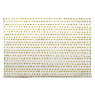 Elegant Gold Foil White Small Polka Dots Pattern Cloth Placemat