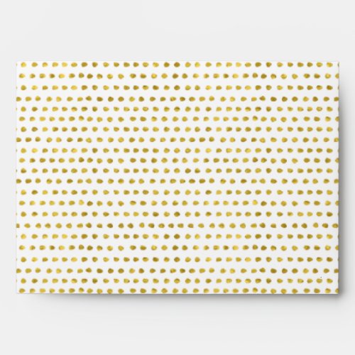 Elegant Gold Foil White Small Polka Dots Pattern Envelope