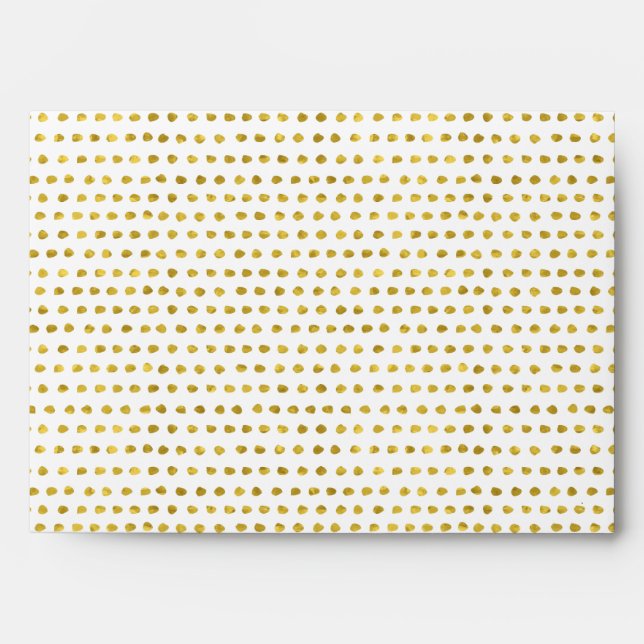 Elegant Gold Foil White Small Polka Dots Pattern Envelope (Front)