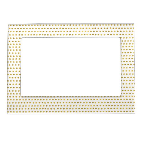 Elegant Gold Foil White Small Polka Dots Pattern Magnetic Frame