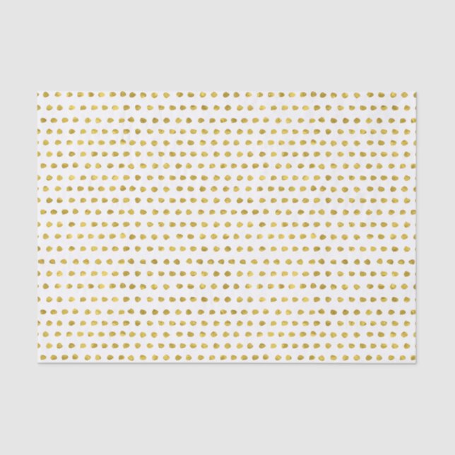 Elegant Gold Foil White Small Polka Dots Pattern Tissue Paper (Front)