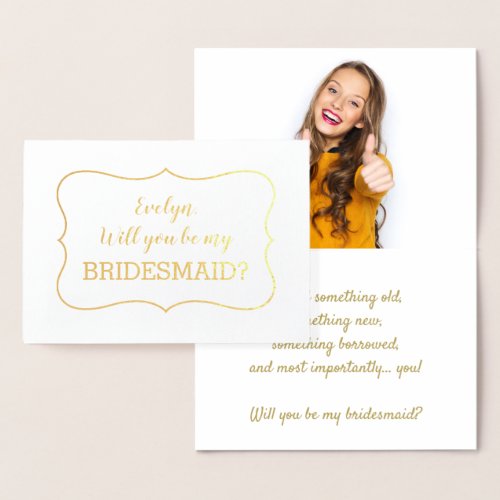 Elegant Gold Foil Will You Be my BRIDESMAID Foil Card