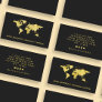 Elegant Gold Foil World Map Global Travel Agent Business Card