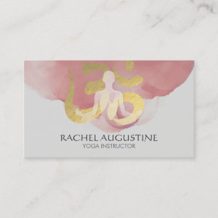 Elegant Gold Foil Yoga Meditation Pose & Om Symbol Business Card