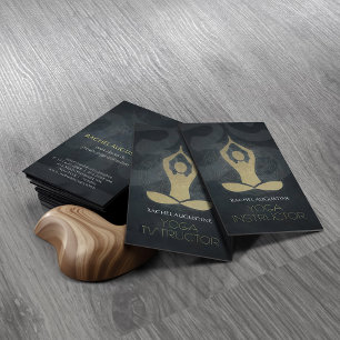 Elegant Gold Foil Yoga Meditation Pose Om Symbol Business Card