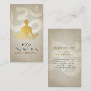 Elegant Gold Foil Yoga Meditation Pose Om Symbol Business Card