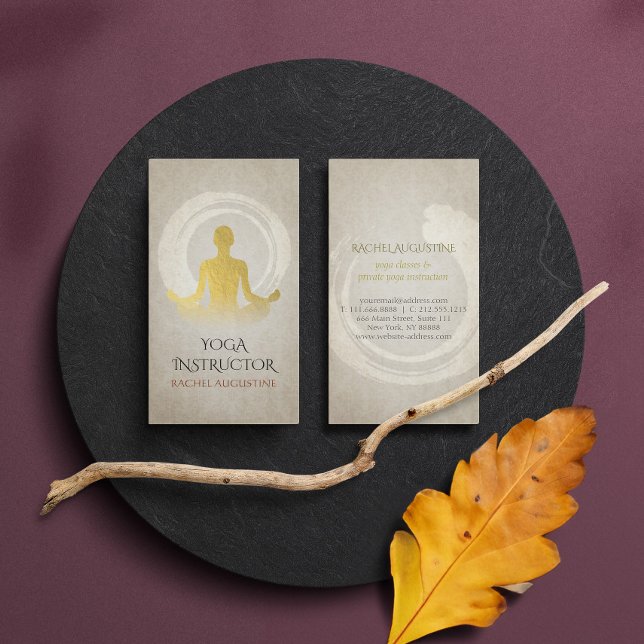 Elegant Gold Foil Yoga Meditation Pose ZEN Symbol Business Card (Creator Uploaded)