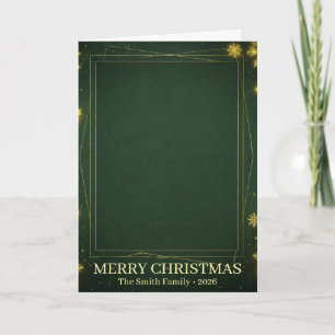 Elegant Gold Foliage Holiday Blessings Family Phot Card
