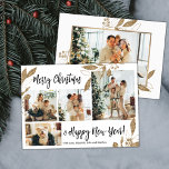Elegant Gold Foliage Photo Collage Christmas Card<br><div class="desc">Elegant, Modern Gold and White Botanical Leaves 4 Photo Collage Merry Christmas Holiday Card. This festive, mimimalist, whimsical four (4) photo holiday card template features a pretty photo collage, faux gold foil botanical leaves, winterberries and says Merry Christmas and Happy New Year! The „Merry Christmas and Happy New Year” greeting...</div>