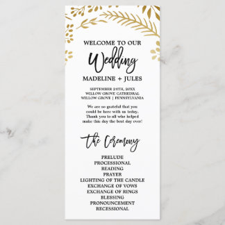 Elegant Gold Foliage Wedding Program