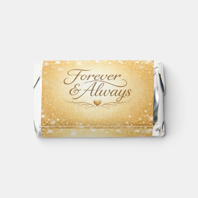 Elegant Gold Forever Always Wedding Chocolate Bars Hershey's Miniatures (Front)