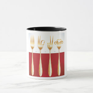 Elegant Gold Fork Foodie Mug