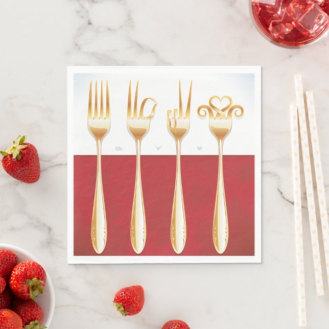 Elegant Gold Fork Foodie Napkins (Creator Uploaded)