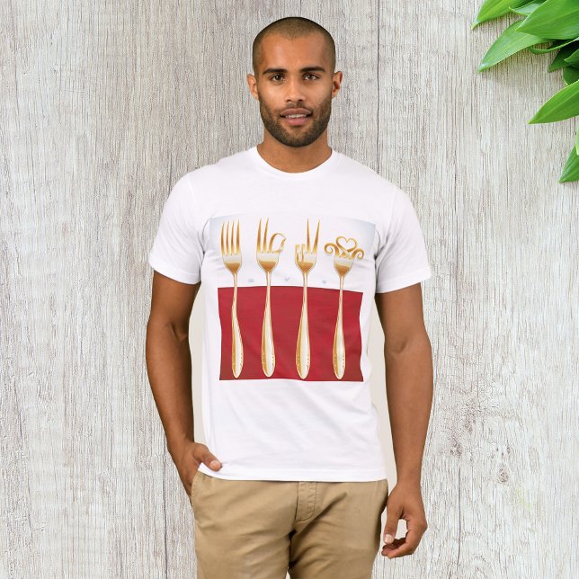 Elegant Gold Fork Foodie T-Shirt (Creator Uploaded)