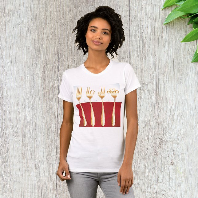 Elegant Gold Fork Foodie T-Shirt (Creator Uploaded)
