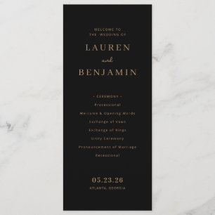 Elegant Gold Formal Wedding Ceremony Program