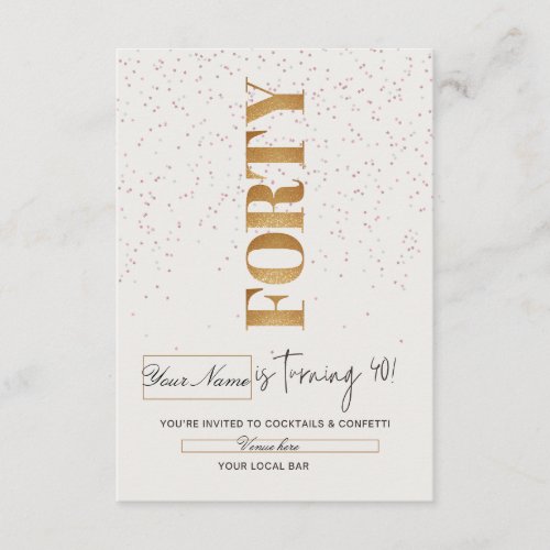 Elegant Gold "Forty" Milestone Birthday Invitation