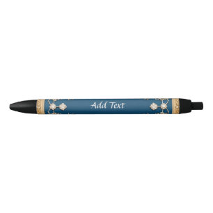 Elegant Gold Frame Adorned With Blue Gemstones Pen