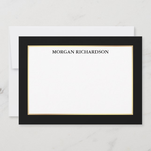 Elegant Gold Frame Black White - Choose Size -  Note Card (Front)