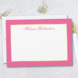 Elegant Gold Frame - Choose Size - Hot Pink Note Card