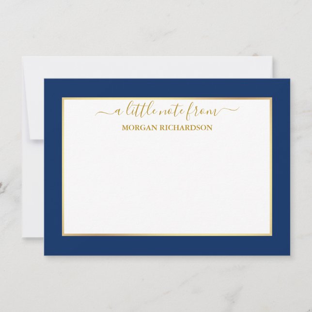 Elegant Gold Frame - Choose Size - Navy Blue Note Card (Front)