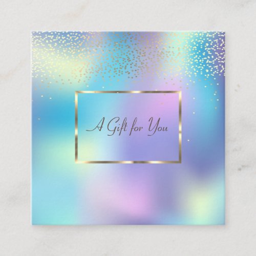 Elegant Gold FrameConfetti Blue Holographic Discount Card