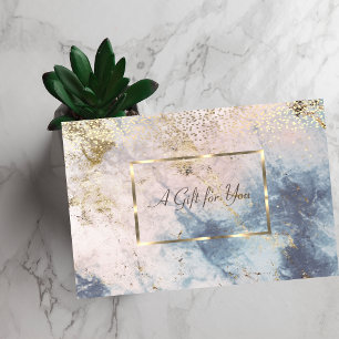 Elegant Gold Frame,Confetti Blue Marble  Discount Card