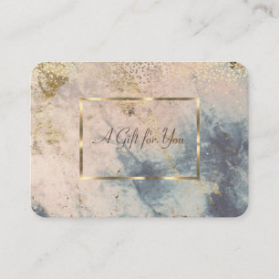 Elegant Gold Frame,Confetti Blue Marble Discount Card