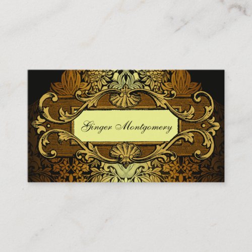 Elegant Gold Frame Damask Business Card