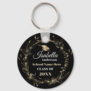 Elegant Gold Frame Grad Name Graduation Keychain