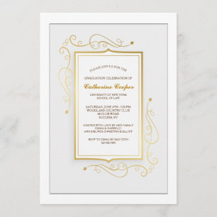 Elegant Gold Frame Graduation Invitation